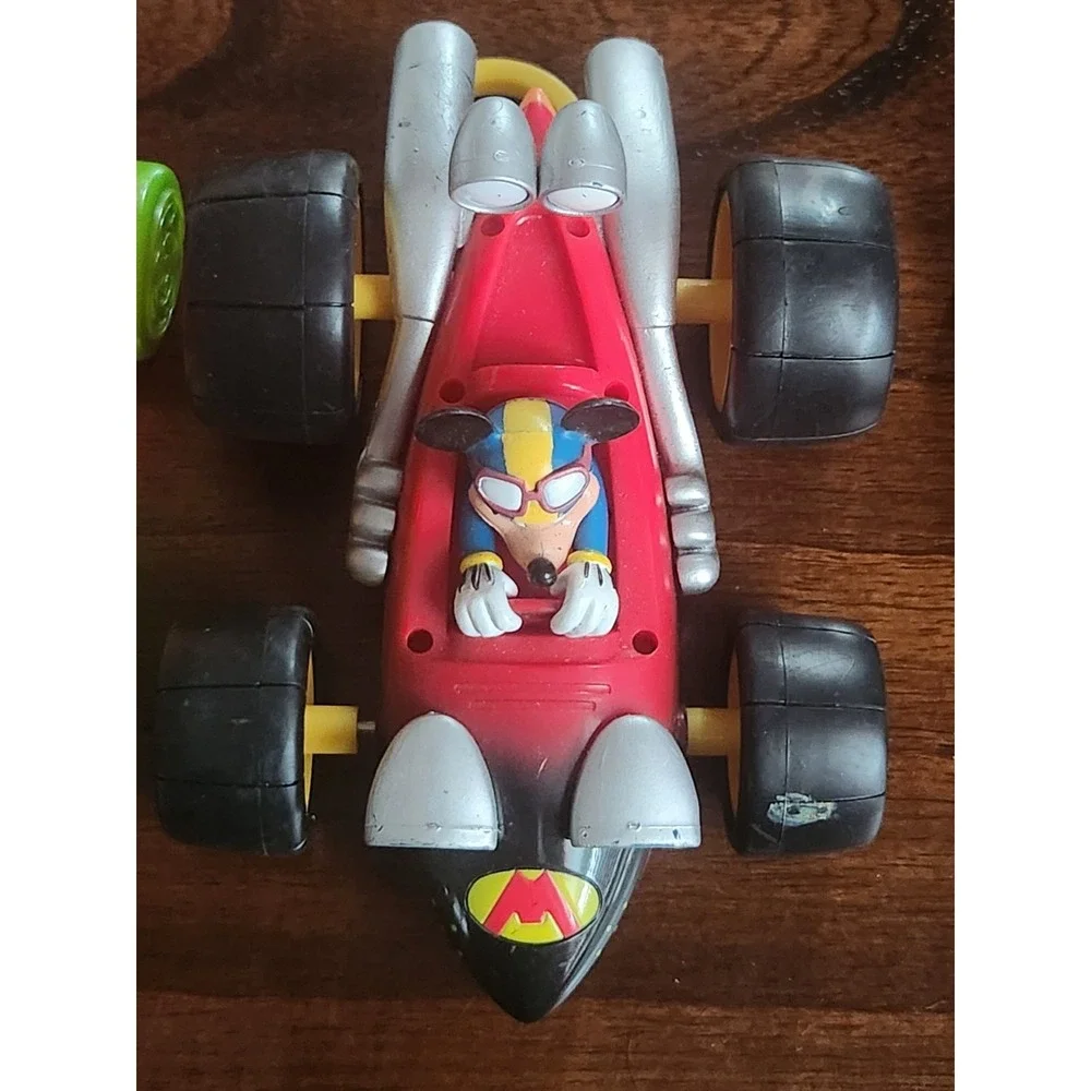 Lot of 4 Vintage toy cars. Pull string Mickey Kart, McDonalds 1993, clear gear